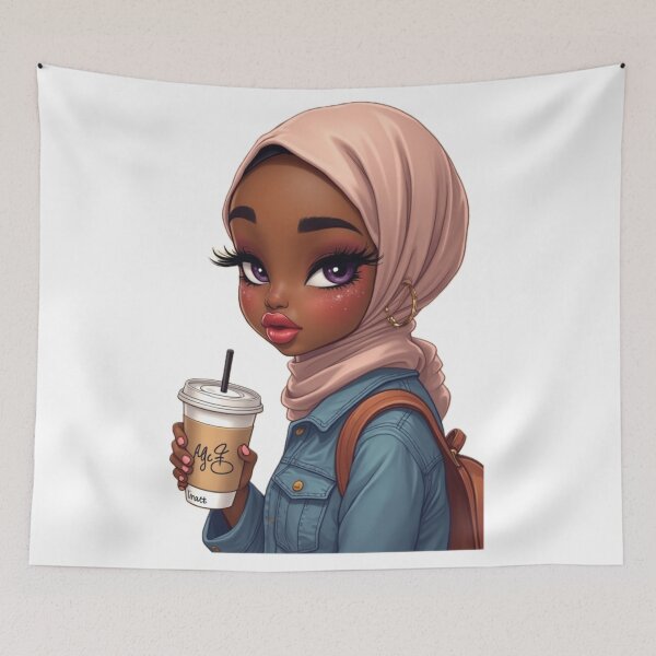 Item preview, Adorable Hijabi Girl Sticker | Beautiful Muslim Woman Cartoon designed and sold by Lulunza.