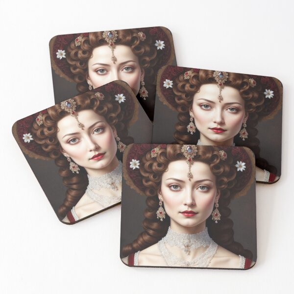 Item preview, Renaissance Queen Portrait – Regal Woman in Ruby and Lace designed and sold by ccitypictures.