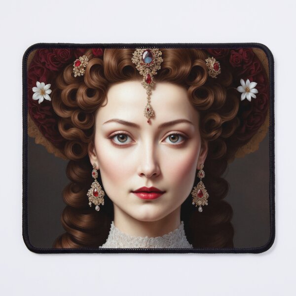 Item preview, Renaissance Queen Portrait – Regal Woman in Ruby and Lace designed and sold by ccitypictures.
