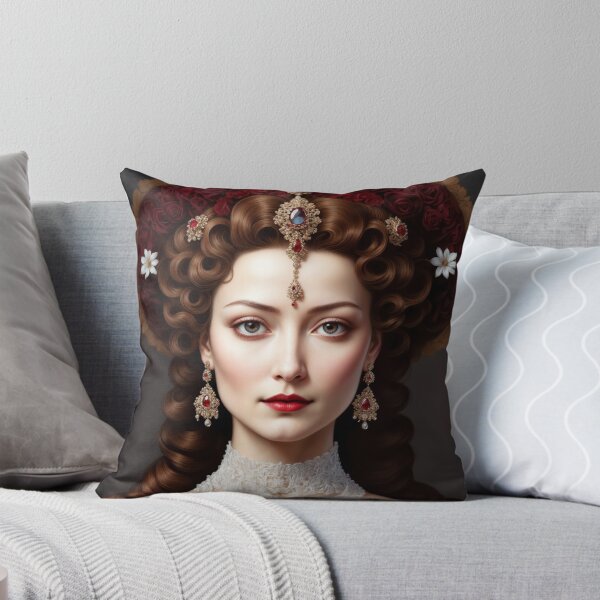 Item preview, Renaissance Queen Portrait – Regal Woman in Ruby and Lace designed and sold by ccitypictures.