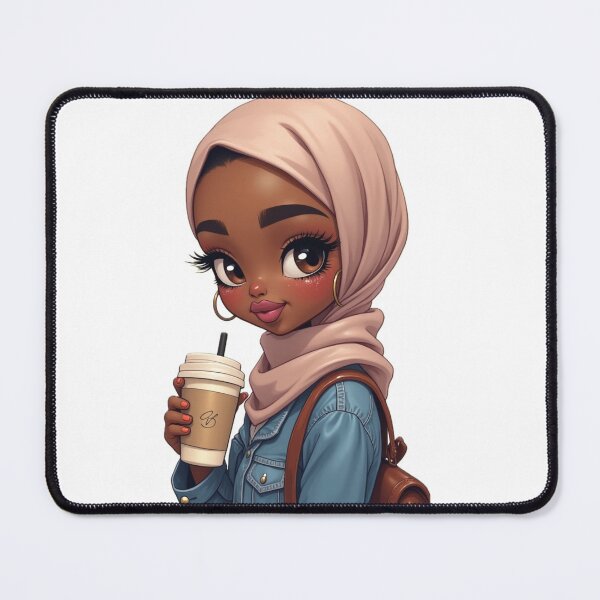 Item preview, Elegant Hijabi Girl Sticker | Dark Skin Muslimah in Beige Hijab designed and sold by Lulunza.