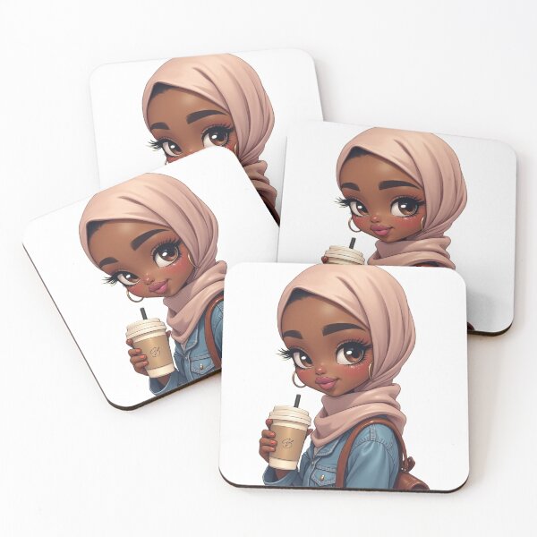 Item preview, Elegant Hijabi Girl Sticker | Dark Skin Muslimah in Beige Hijab designed and sold by Lulunza.
