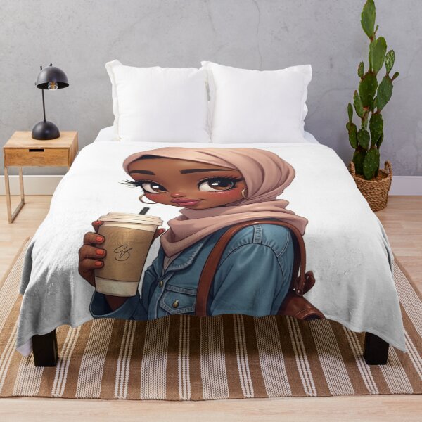 Item preview, Elegant Hijabi Girl Sticker | Dark Skin Muslimah in Beige Hijab designed and sold by Lulunza.