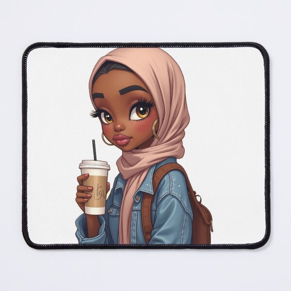 Item preview, Hijabi Girl with Coffee Sticker | Cute Muslim Woman Cartoon designed and sold by Lulunza.