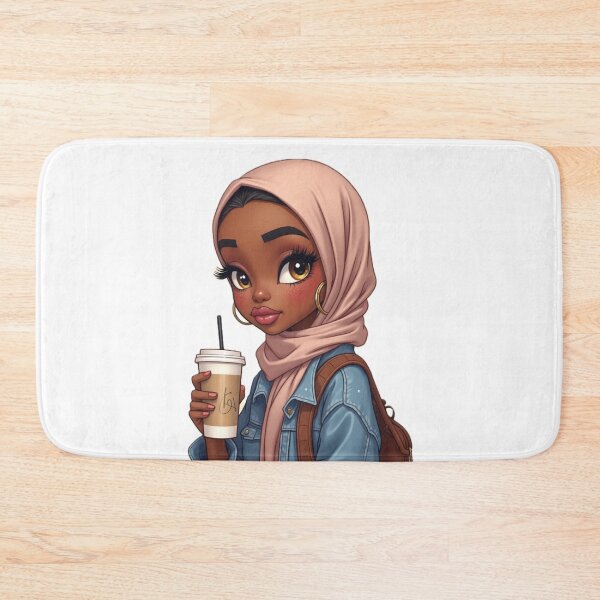 Item preview, Hijabi Girl with Coffee Sticker | Cute Muslim Woman Cartoon designed and sold by Lulunza.