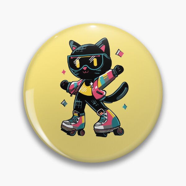 Item preview, Retro Roller Disco Black Cat – 70s 80s Neon Skate T-Shirt & Sticker designed and sold by Clawffirmations.
