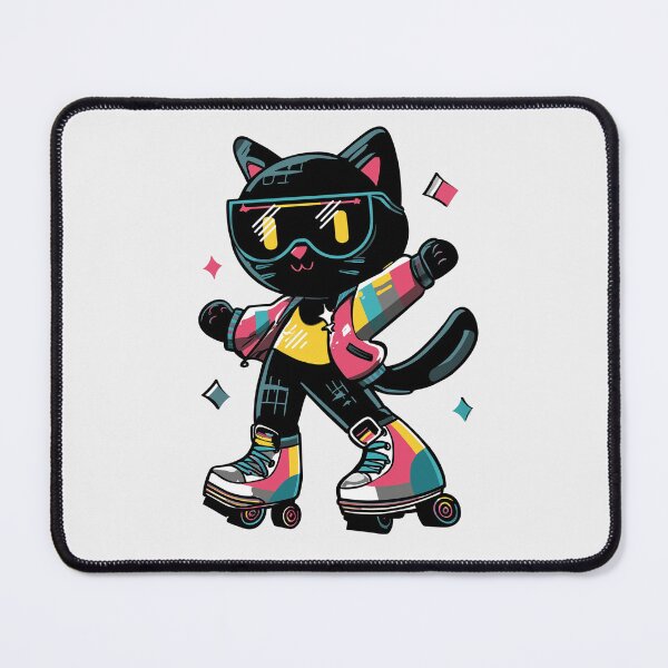 Item preview, Retro Roller Disco Black Cat – 70s 80s Neon Skate T-Shirt & Sticker designed and sold by Clawffirmations.