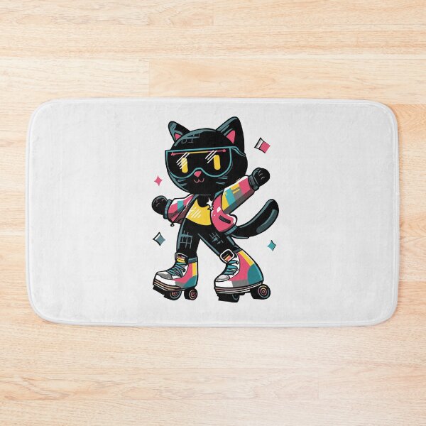 Item preview, Retro Roller Disco Black Cat – 70s 80s Neon Skate T-Shirt & Sticker designed and sold by Clawffirmations.