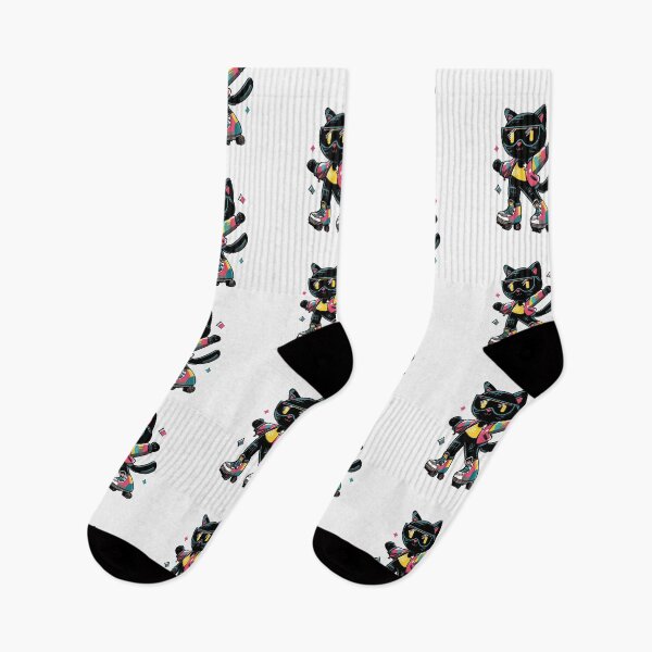 Item preview, Retro Roller Disco Black Cat – 70s 80s Neon Skate T-Shirt & Sticker designed and sold by Clawffirmations.