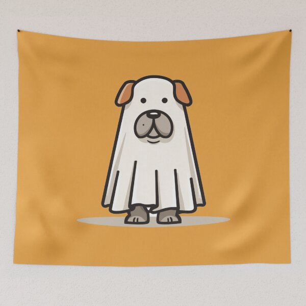 Item preview, Halloween Ghost Dog – Cute Minimal Illustration designed and sold by Clawffirmations.