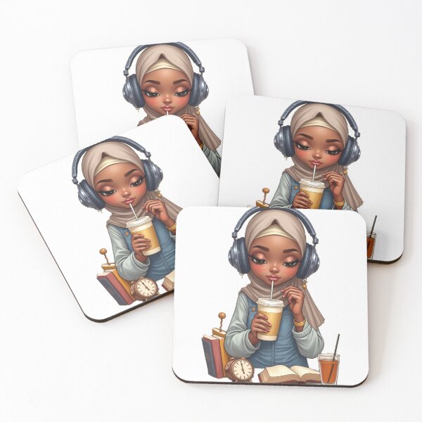 Item preview, Hijabi Student Sticker | Cute Muslim Girl with Coffee and Books designed and sold by Lulunza.