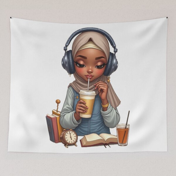 Item preview, Hijabi Student Sticker | Cute Muslim Girl with Coffee and Books designed and sold by Lulunza.