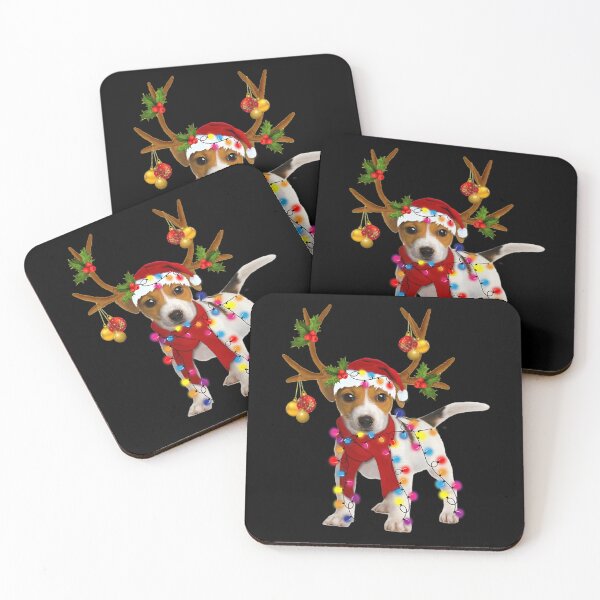 Item preview, Jack Russell Dog Gorgeous Reindeer Christmas Lights Tree Dog Scarf Xmas Santa Claus designed and sold by basajbviner.