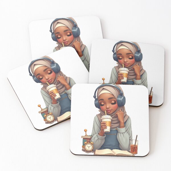 Item preview, Elegant Hijabi Girl Sticker | Dark Skin Muslimah in Beige Hijab designed and sold by Lulunza.