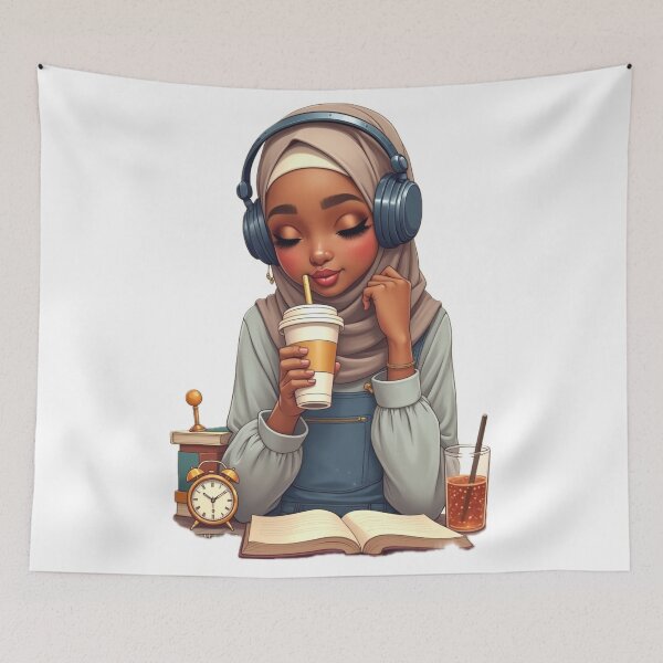 Item preview, Elegant Hijabi Girl Sticker | Dark Skin Muslimah in Beige Hijab designed and sold by Lulunza.