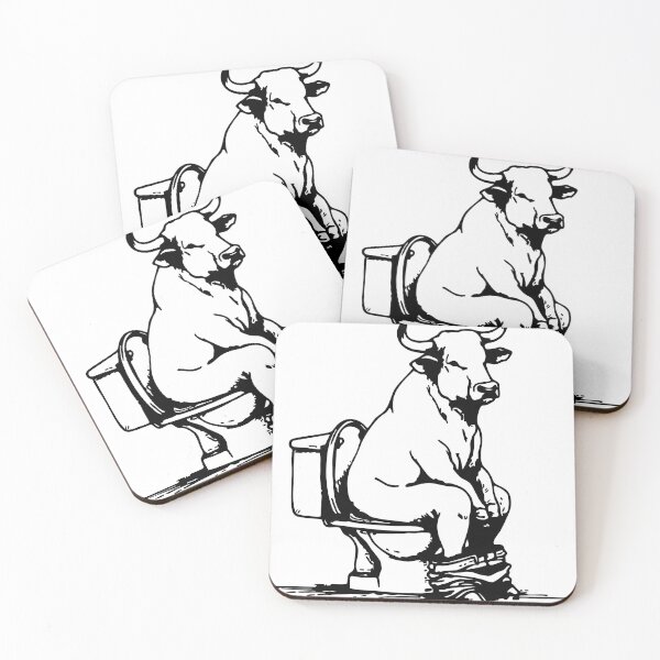 Item preview, Bull on the toilet illustration - funny designed and sold by PIXEL POP DESIGNS - Beyond the Norm!.
