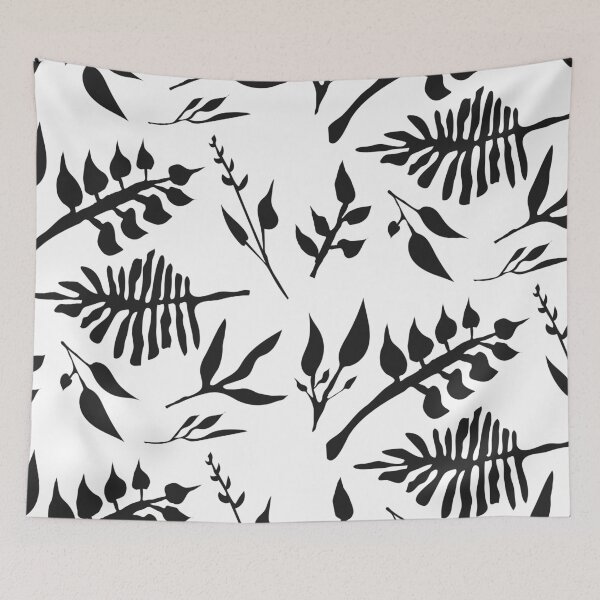 Item preview, black and white boho botanical pattern designed and sold by EdifiedExpressions.