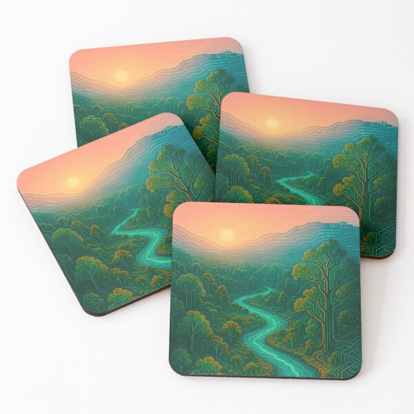 Item preview, Digital Sunset Over River designed and sold by aether-lab.