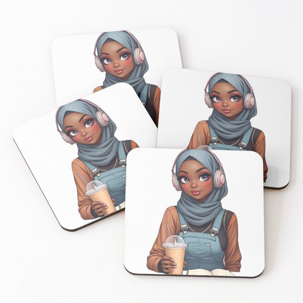 Item preview, Cute Hijabi Student Sticker | Muslimah with Backpack and Coffee designed and sold by Lulunza.