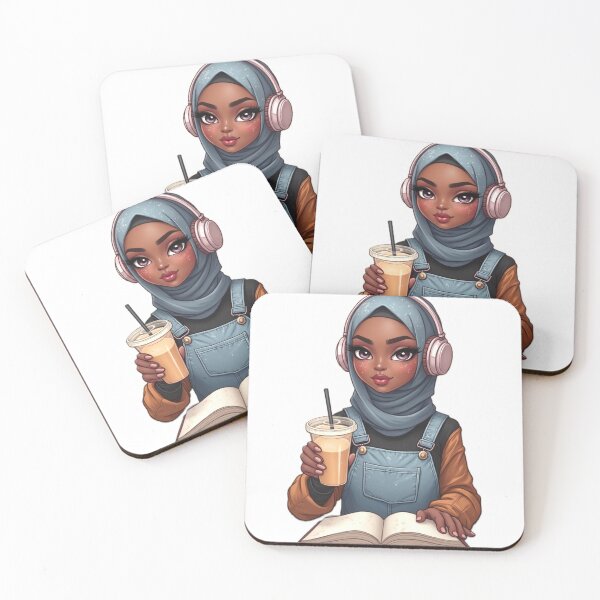 Item preview, Hijabi Girl with Coffee Sticker | Cute Muslim Woman Cartoon designed and sold by Lulunza.