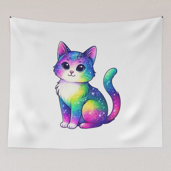 Item preview, Cute Galaxy Cat with Rainbow Sparkle Fur | Cosmic Pet Design designed and sold by Gallery-yuuna .