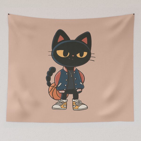 Item preview, Confident Black Cat with Scorpion Tail Basketball Varsity Jacket designed and sold by Clawffirmations.