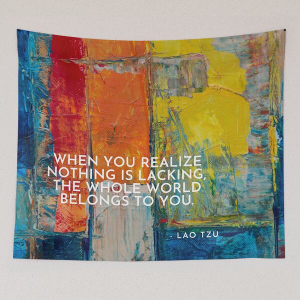 Item preview, LAO Tzu Colorful Quote, Yoga Studio Poster, When you realize nothing is lacking, the whole world belongs to you.  designed and sold by WildVeda.