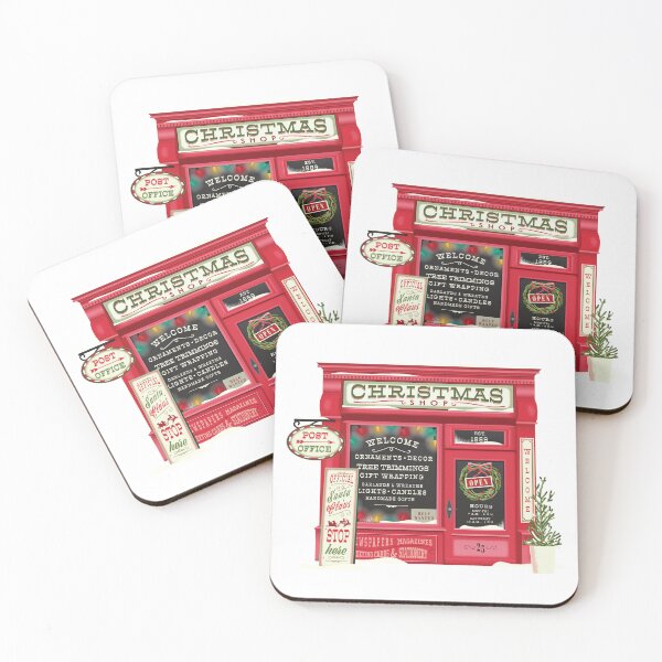 Item preview, Cute Red Old Fashioned Christmas Stop with hand lettered signs designed and sold by Jdawnink.