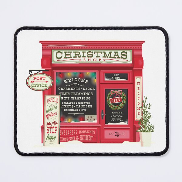 Item preview, Cute Red Old Fashioned Christmas Stop with hand lettered signs designed and sold by Jdawnink.