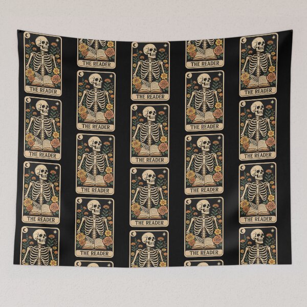 Item preview, The Reader Skeleton Bookworm Tarot Card Design designed and sold by Blok45.