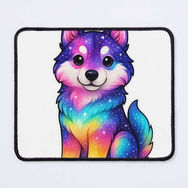 Item preview, Galaxy Husky Dog with Starry Fur | Cosmic Pet Illustration designed and sold by Gallery-yuuna .