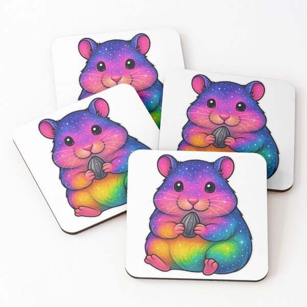 Item preview, Galaxy Hamster with Sunflower Seed Cute Galaxy Hamster Holding Sunflower Seed | Cosmic Pet Artwork designed and sold by Gallery-yuuna .