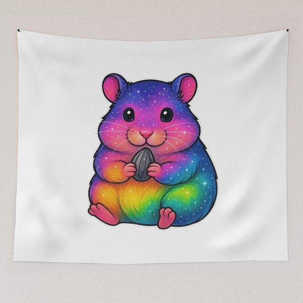 Item preview, Galaxy Hamster with Sunflower Seed Cute Galaxy Hamster Holding Sunflower Seed | Cosmic Pet Artwork designed and sold by Gallery-yuuna .