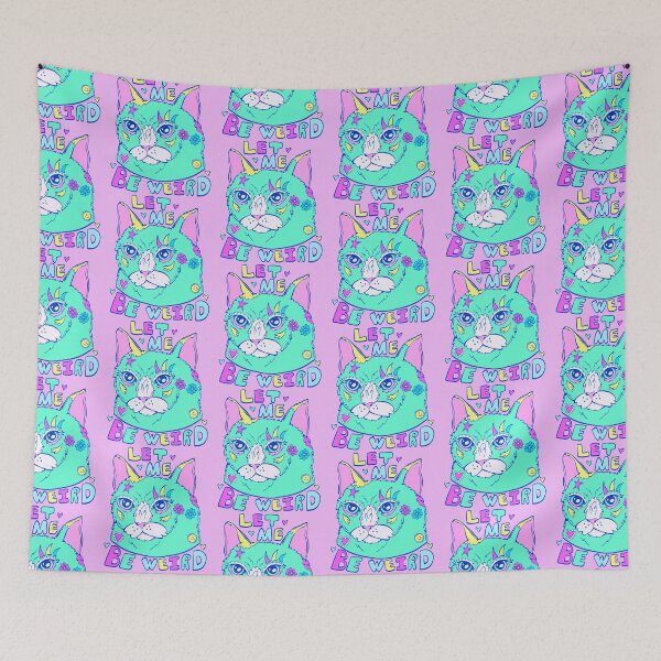 Item preview, let me be weird - colorful whimsical cat designed and sold by crestfallenmermaid.