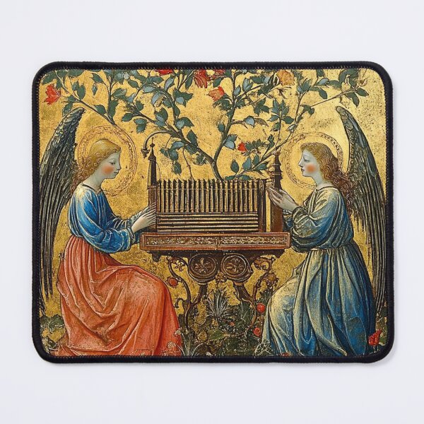 Item preview, Illuminated Manuscript - Angel Musicians with Organ and Roses designed and sold by Myra365Art.