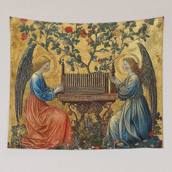 Item preview, Illuminated Manuscript - Angel Musicians with Organ and Roses designed and sold by Myra365Art.