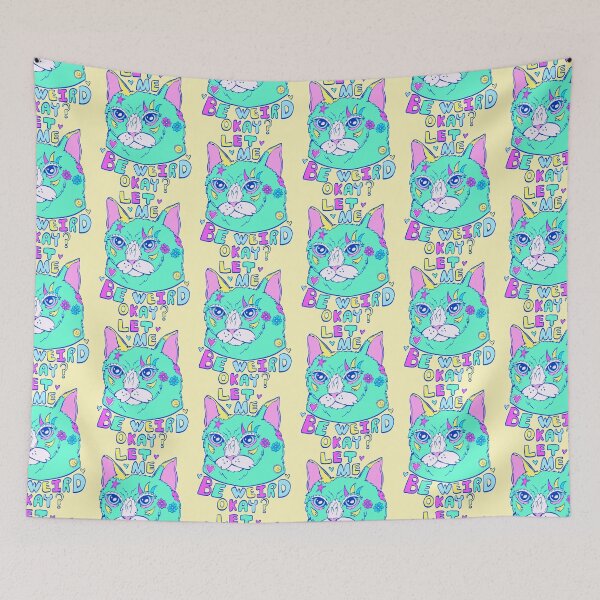 Item preview, let me be weird, okay -colorful whimsical cat designed and sold by crestfallenmermaid.