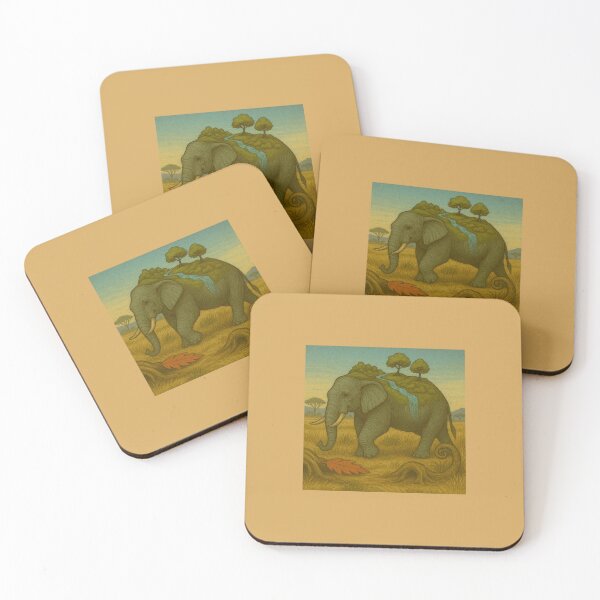 Item preview, Elephant with Valley and Trees – Surreal Wildlife Fantasy Art Print designed and sold by StudioTZ.