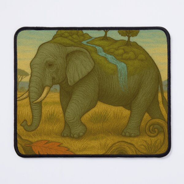 Item preview, Elephant with Valley and Trees – Surreal Wildlife Fantasy Art Print designed and sold by StudioTZ.