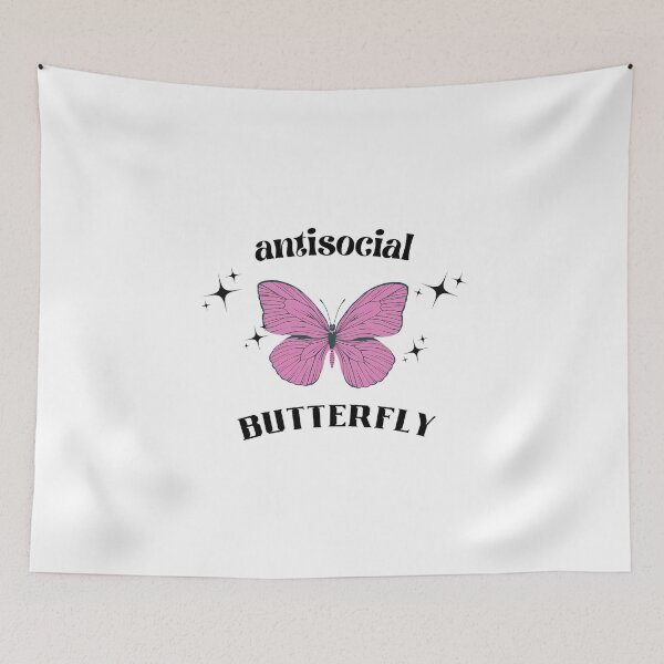 Item preview, “Anti-Social Butterfly | Pastel Pink Aesthetic Graphic ” designed and sold by Yuhera.