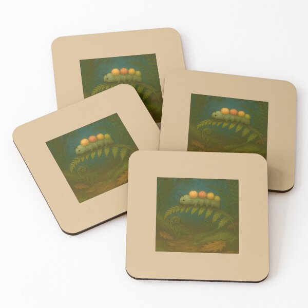 Item preview, Fuzzy Caterpillar with Fern Body – Whimsical Nature Art Print designed and sold by StudioTZ.