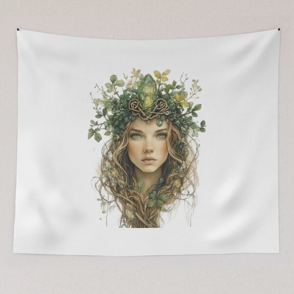 Item preview, Emerald Druidess — Celtic Watercolor Portrait designed and sold by CelticSoulShop.