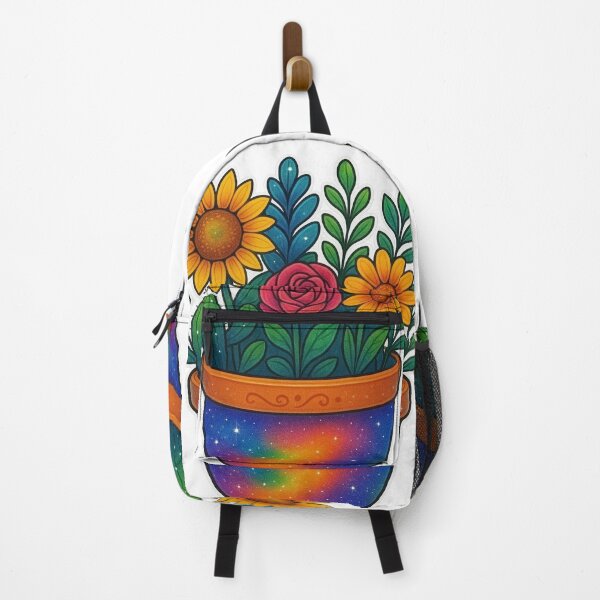 Item preview, Cosmic Flower Pot with Sunflower, Rose, and Cactus | Vibrant Floral Art designed and sold by Gallery-yuuna .