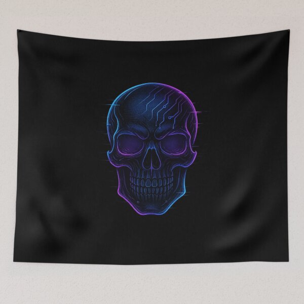 Item preview, “Neon Cyber Skull – Futuristic Glitch Art” designed and sold by DailyVibesCo.