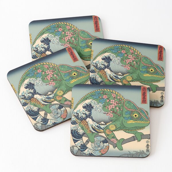 Item preview, Colorful Chameleon Retro Japan Style designed and sold by Funny Vintage Stickers And T-Shirts.