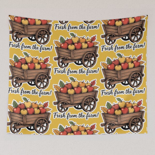 Item preview, Fresh Farm Apples in Wooden Wagon with Green Leaves designed and sold by SplashTastic.