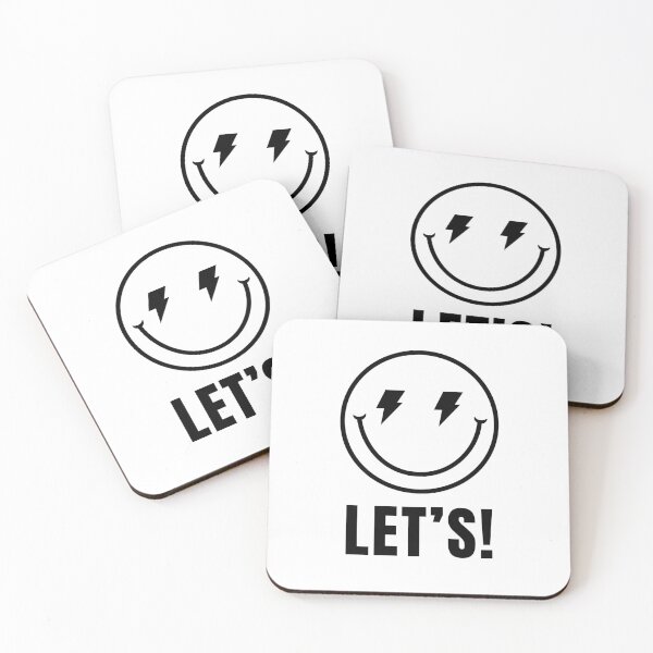 Item preview, LET’S! – Lightning Smiley Face Bold Minimal Black & White Sticker & Tee designed and sold by Fig Tree Lane - Art &Tees.