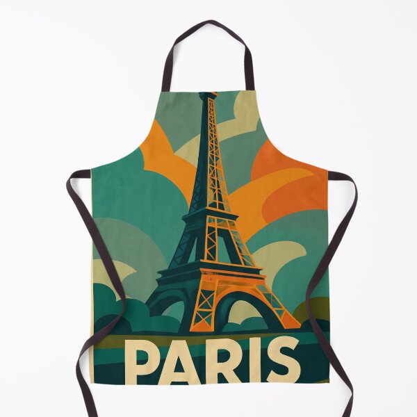 Item preview, Eiffel Tower orange and green abstract clouds poster designed and sold by anandsiva2703.