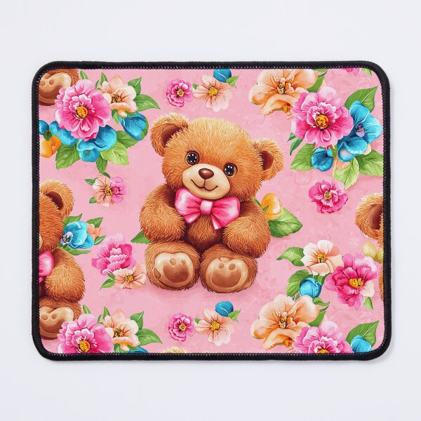 Item preview, Cute teddy bear floral pattern, cute teddy bear seamless design, cute teddy bear background with flowers, Adorable Teddy Bears with Bows on a Floral Background designed and sold by MamaDong.