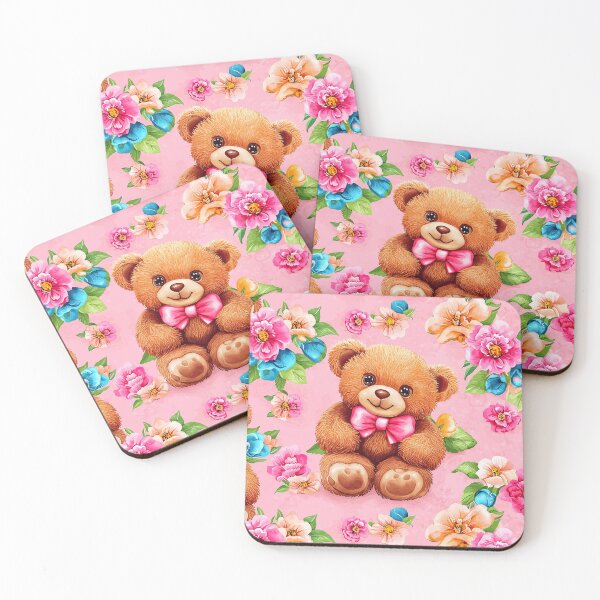 Item preview, Cute teddy bear floral pattern, cute teddy bear seamless design, cute teddy bear background with flowers, Adorable Teddy Bears with Bows on a Floral Background designed and sold by MamaDong.